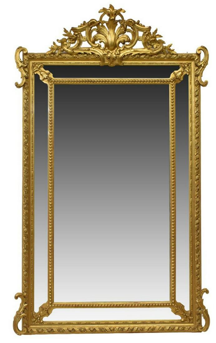 FRENCH LOUIS XV STYLE GILTWOOD MIRROR, 70.5" X 43" (1 of 3)