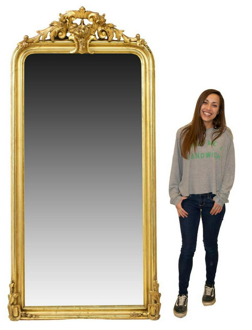 LARGE LOUIS XV STYLE GILTWOOD WALL MIRROR (1 of 4)