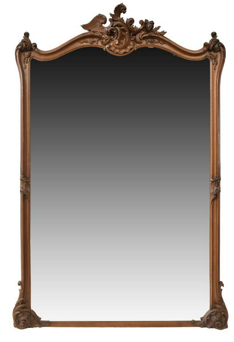 FRENCH LOUIS XV STYLE MAHOGANY BEVELED MIRROR (1 of 3)