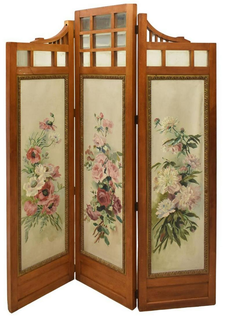 ARTS & CRAFTS STYLE THREE-PANEL FLOOR SCREEN (1 of 3)
