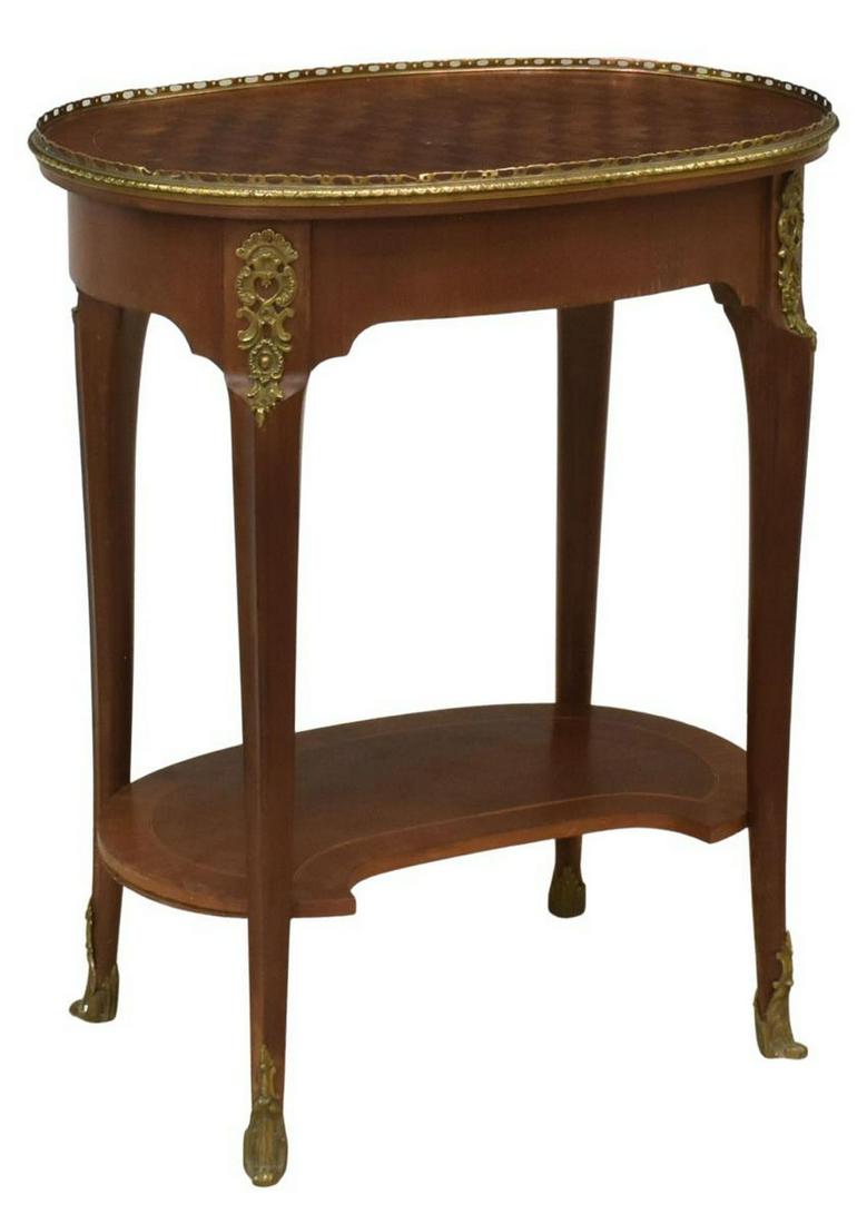LOUIS XV STYLE PARQUETRY & GILT METAL SIDE TABLE (1 of 4)