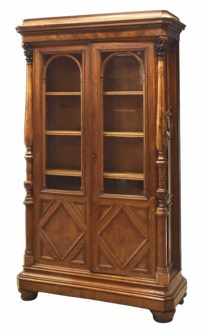 UNUSUAL FRENCH TRANSITIONAL MIXED WOOD BOOKCASE (1 of 5)