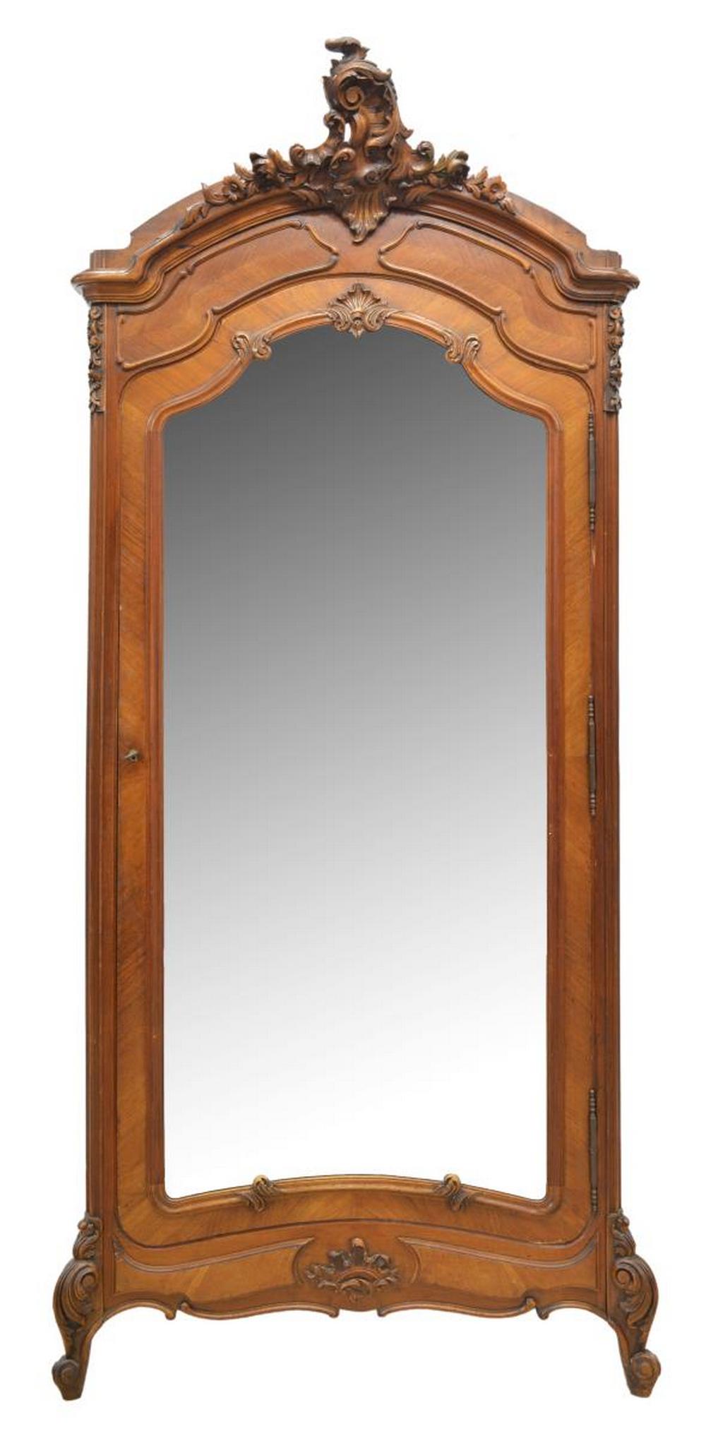 FRENCH LOUIS XV STYLE MIRRORED SINGLE-DOOR ARMOIRE (1 of 5)