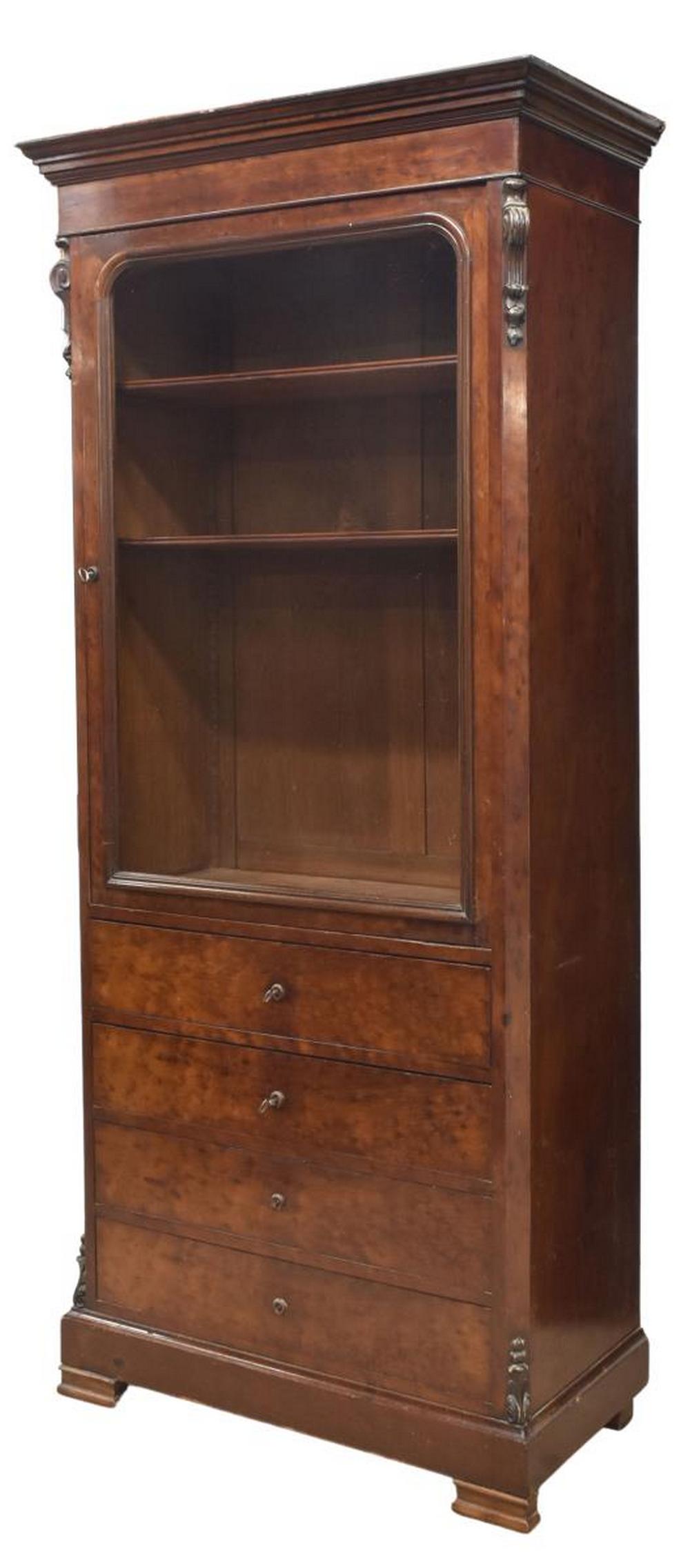 FRENCH LOUIS PHILIPPE MAHOGANY SECRETARY BOOKCASE (1 of 5)