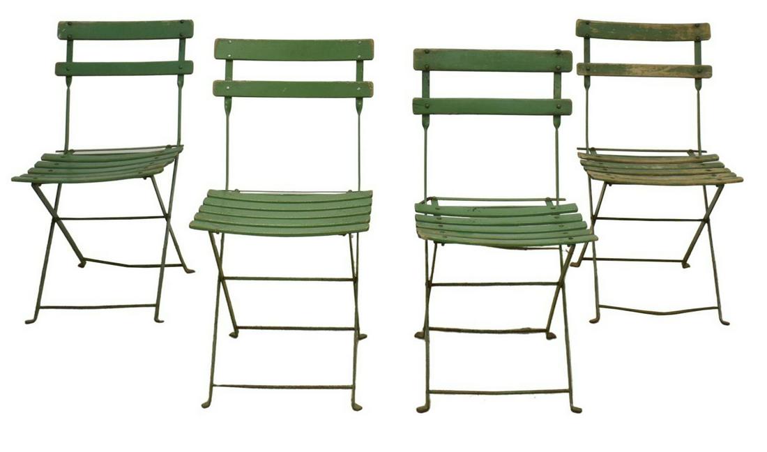 (4) FRENCH PAINTED FOLDING BISTRO GARDEN CHAIRS (1 of 2)