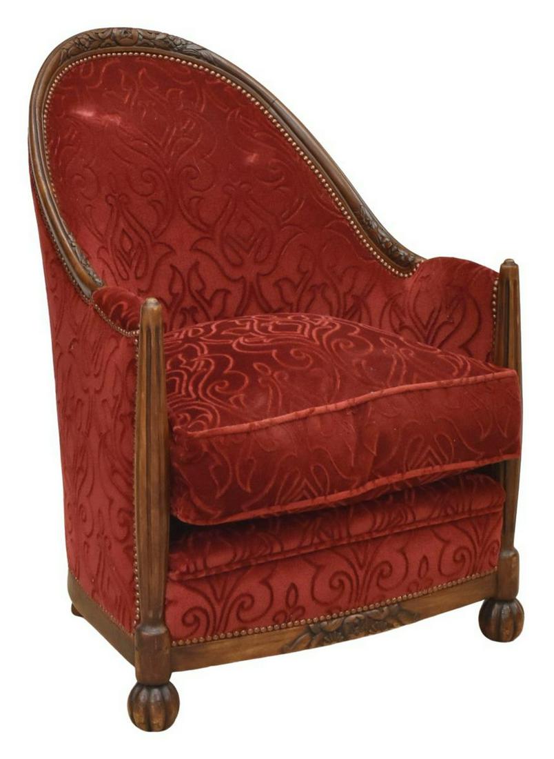 FRENCH ART DECO UPHOLSTERED TUB BERGERE (1 of 3)