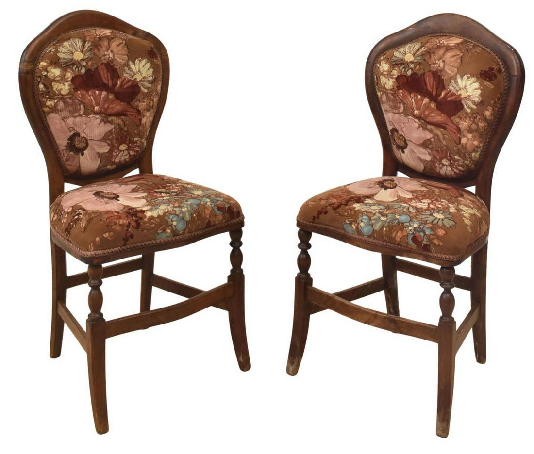 (2) VICTORIAN UPHOLSTERED PARLOR SIDE CHAIRS (1 of 3)