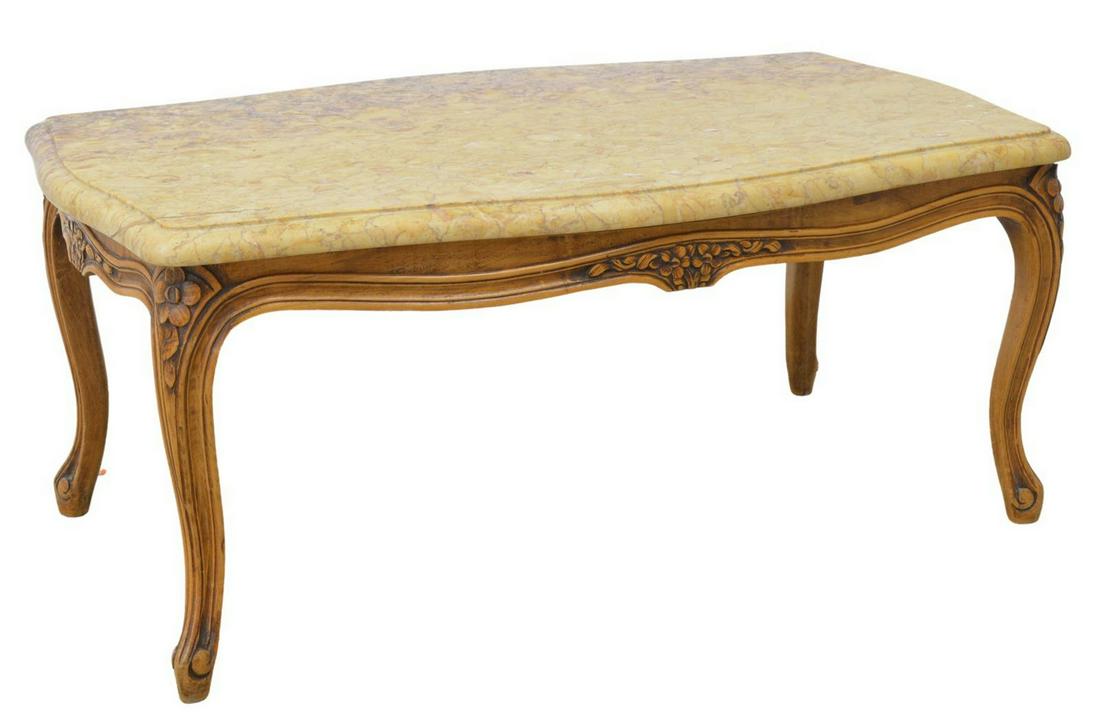 FRENCH LOUIS XV STYLE MARBLE-TOP COFFEE TABLE (1 of 4)