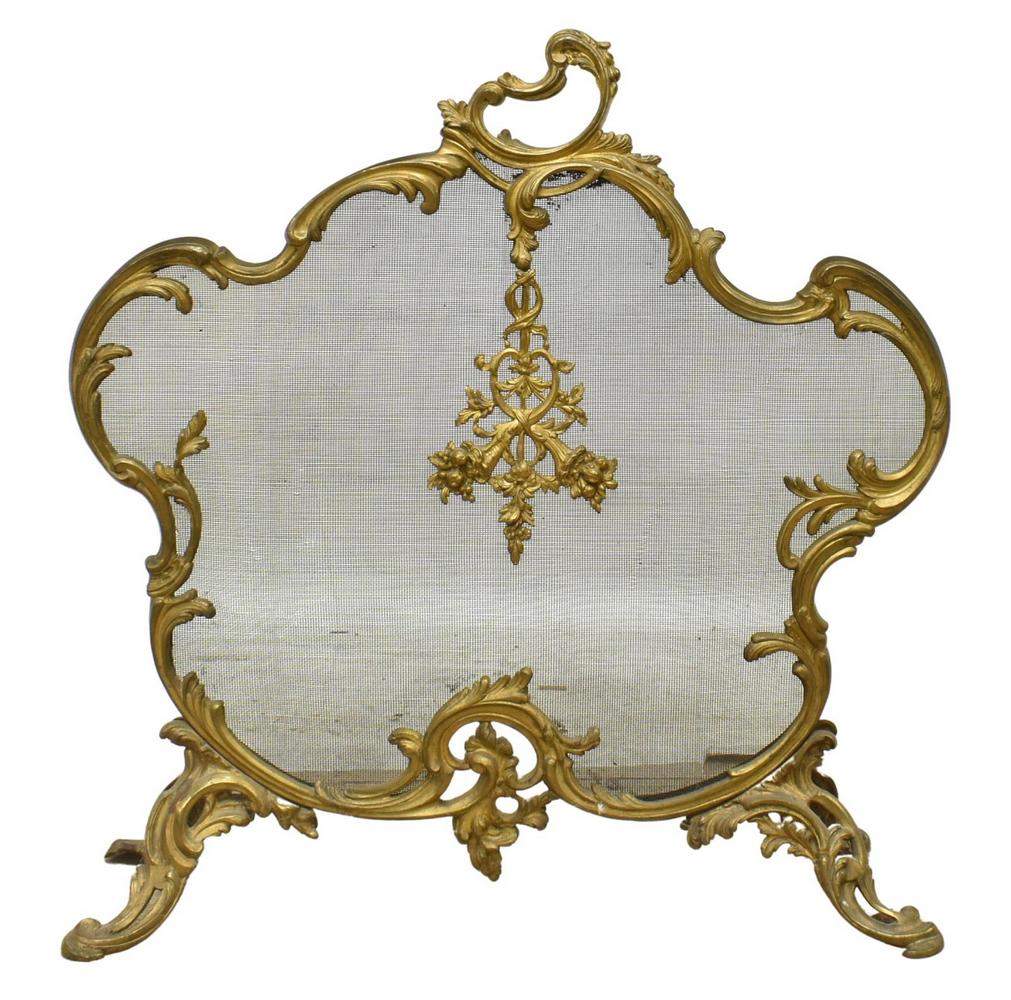 FRENCH LOUIS XV STYLE BRONZE FIRESCREEN (1 of 2)