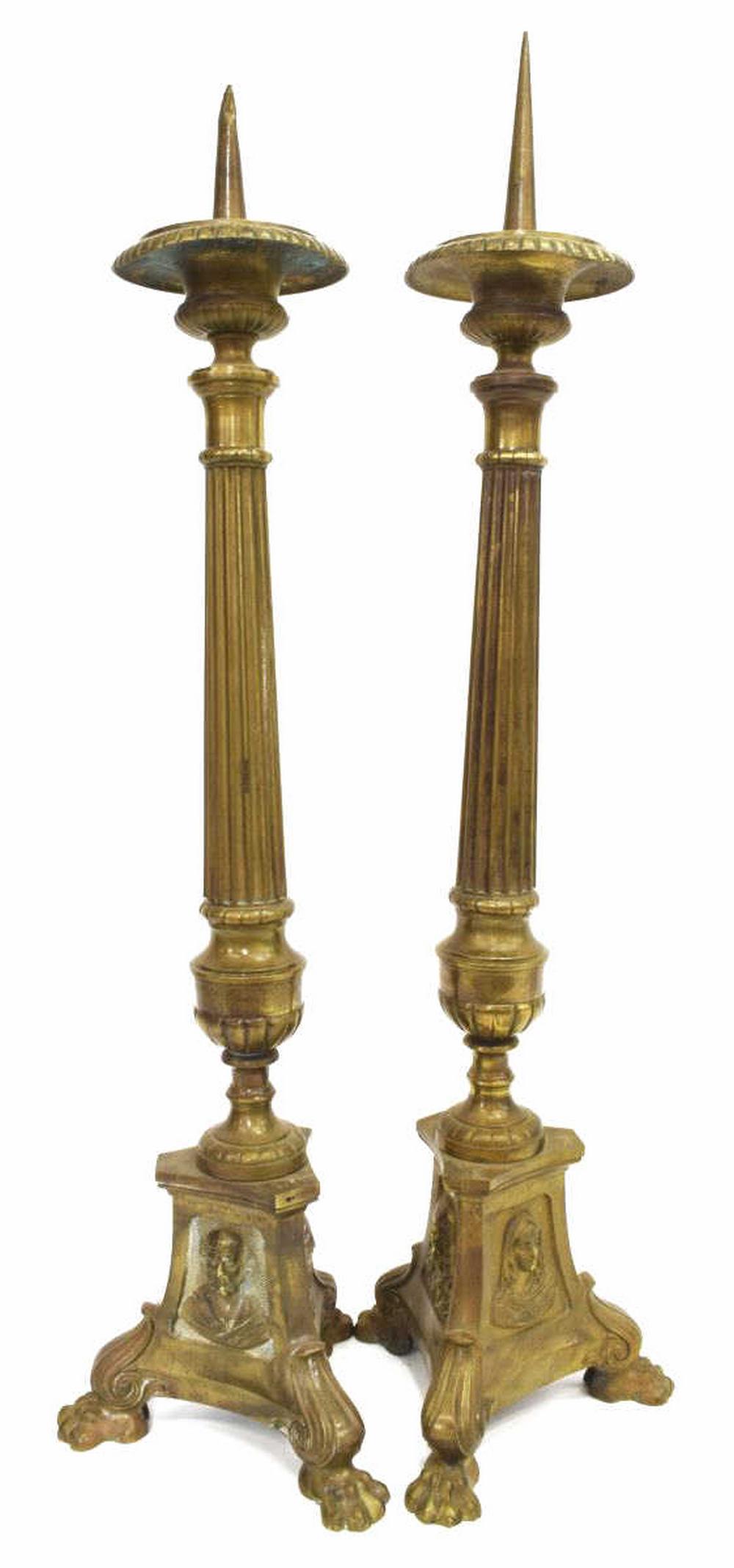 (2) CONTINENTAL BRASS ALTAR CANDLE PRICKETS (1 of 5)