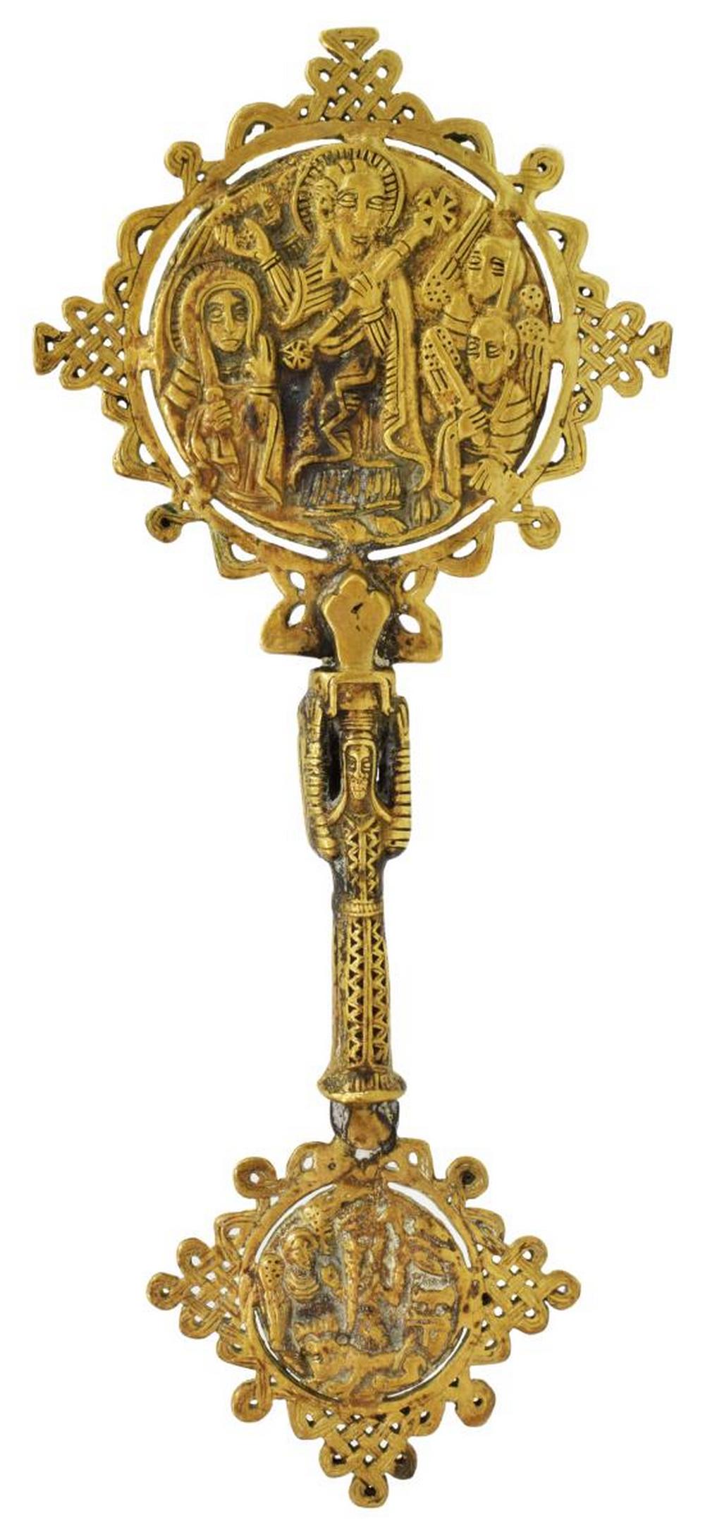 COPTIC CAST BRONZE PICTORIAL PROCESSIONAL CROSS (1 of 5)