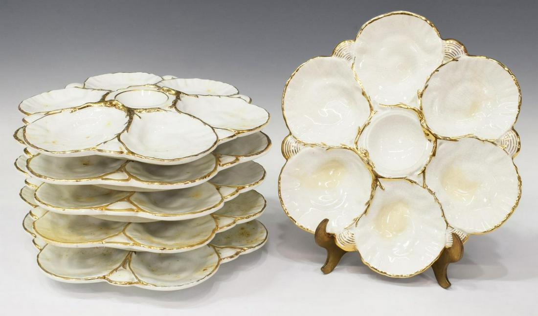 (6) PARCEL GILT PORCELAIN OYSTER PLATES (1 of 3)
