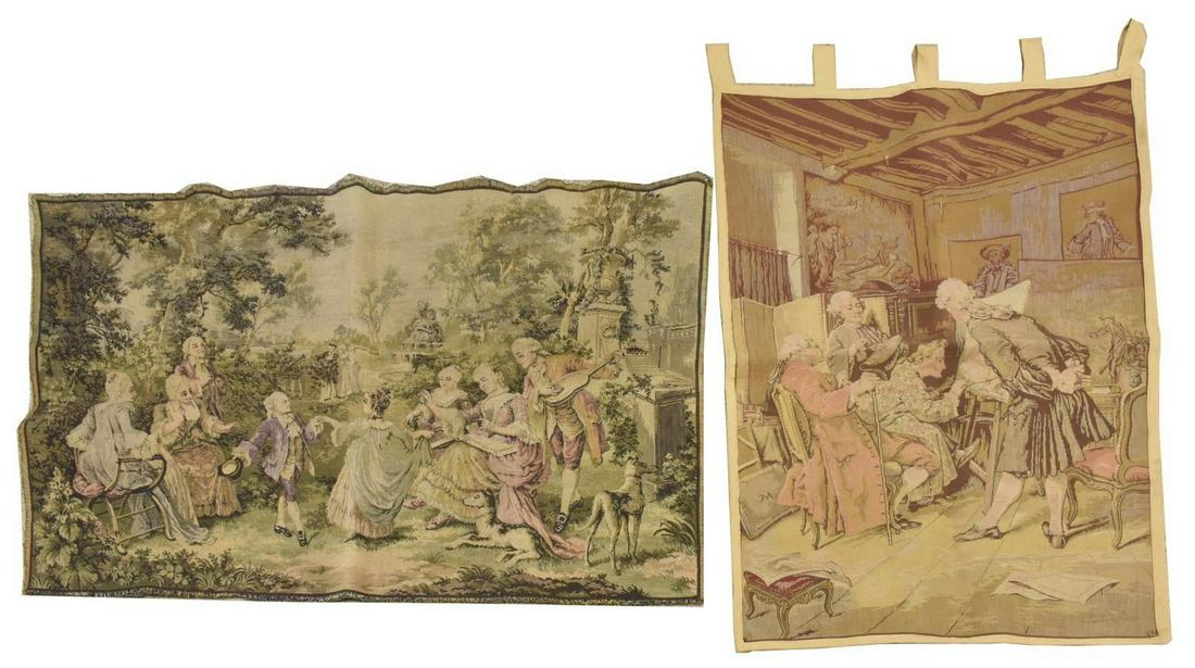 (2) FRENCH ROCOCO STYLE JACQUARD TAPESTRIES (1 of 2)