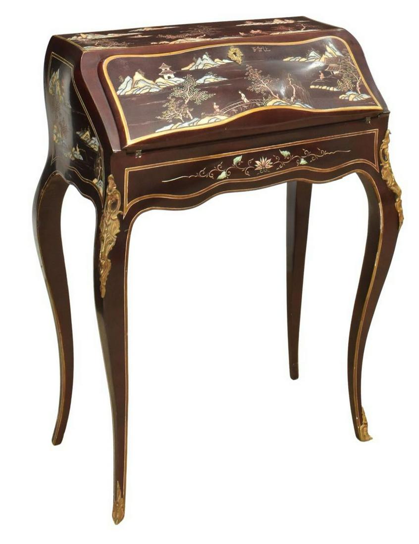 CHINESE LACQUERED SLANT-FRONT WRITING DESK (1 of 5)