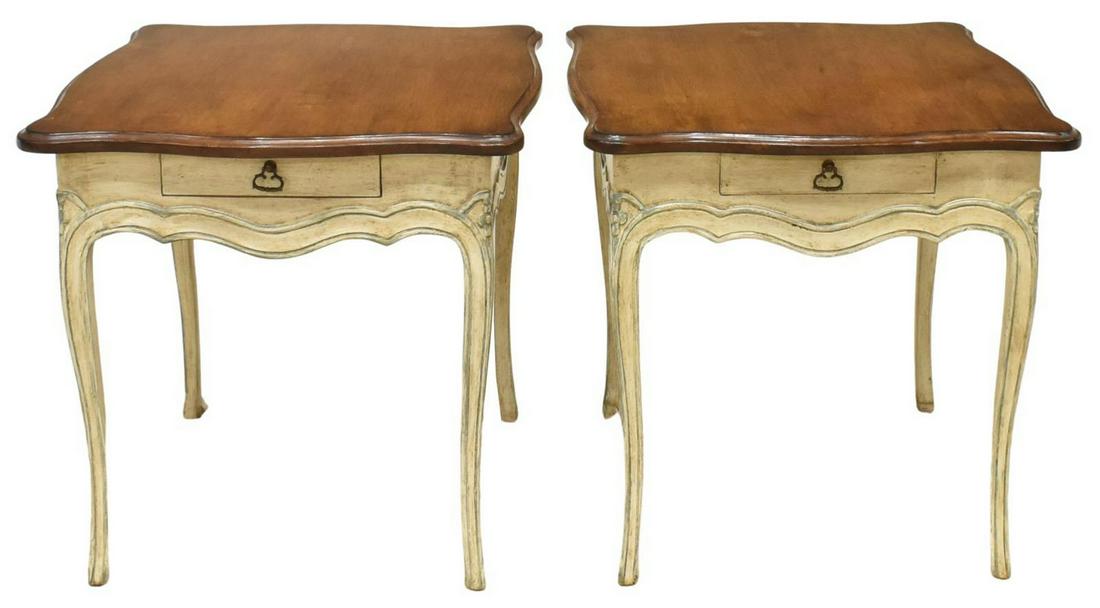 (2) FRENCH LOUIS XV STYLE PAINTED SIDE TABLES (1 of 4)