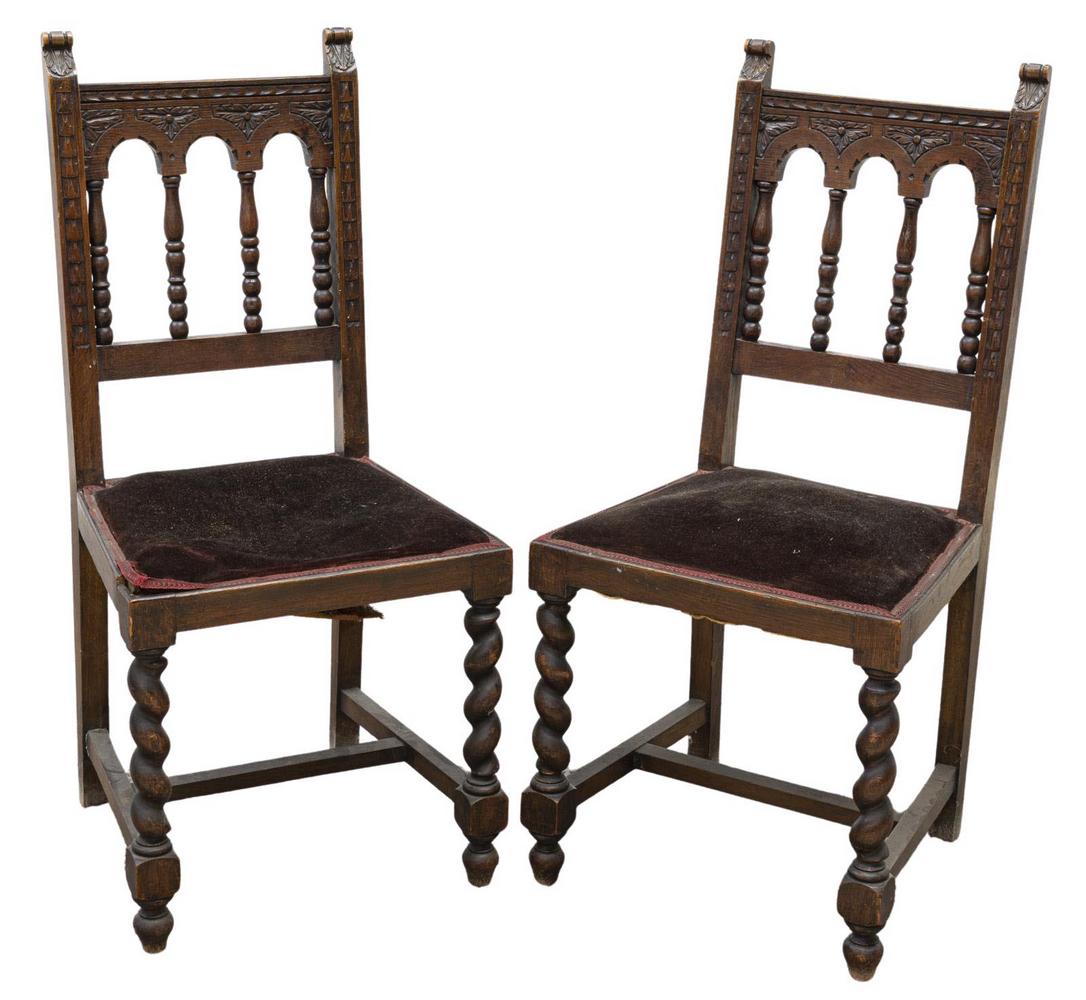 (2) SPANISH BAROQUE STYLE SPINDLE-BACK SIDE CHAIRS (1 of 3)