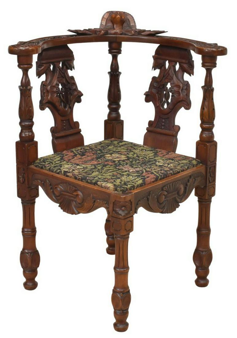 FRENCH RENAISSANCE REVIVAL CARVED CORNER CHAIR (1 of 5)