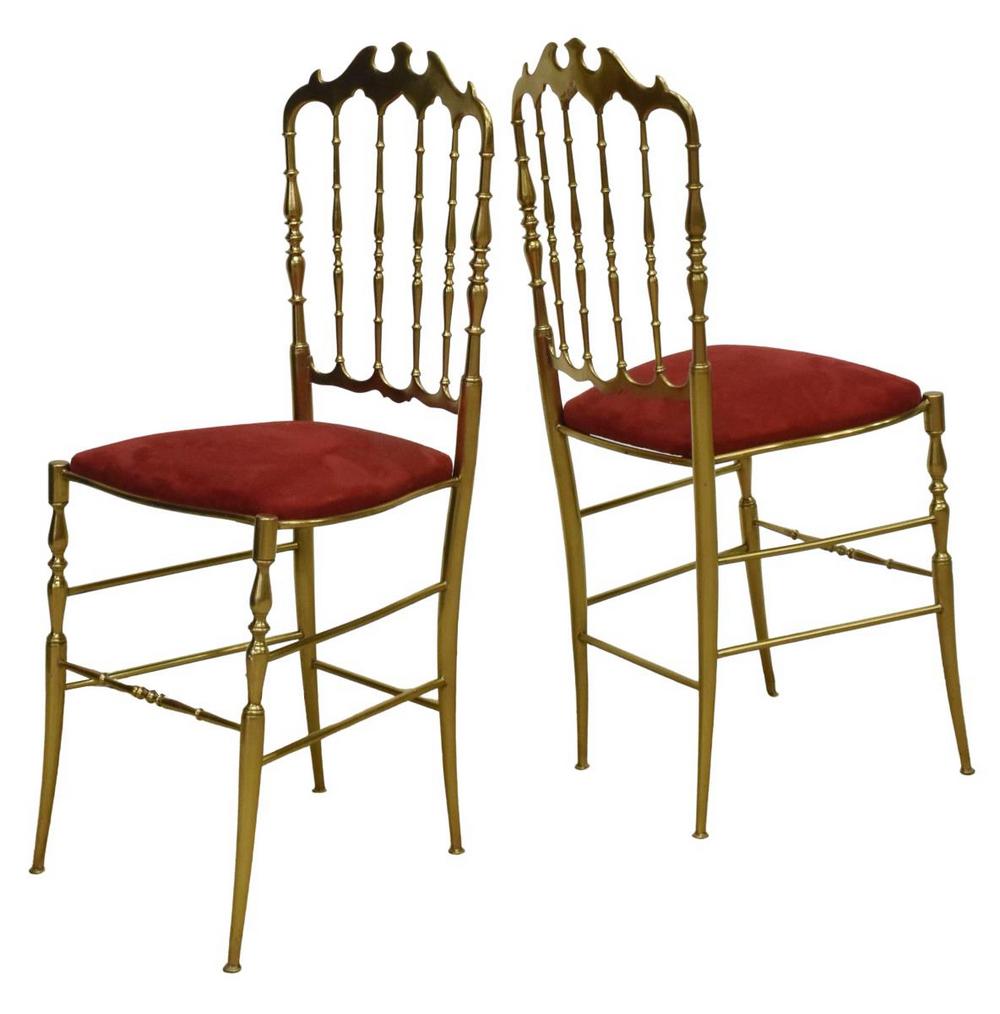 (2) VINTAGE ITALIAN CHIAVARI BRASS SIDE CHAIRS (1 of 2)