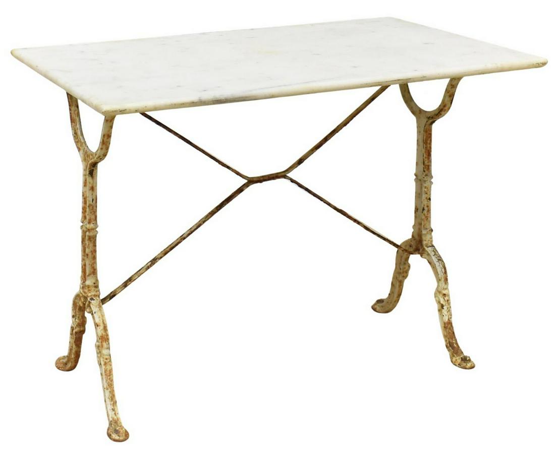 FRENCH PARISIAN MARBLE-TOP CAST IRON BISTRO TABLE (1 of 4)