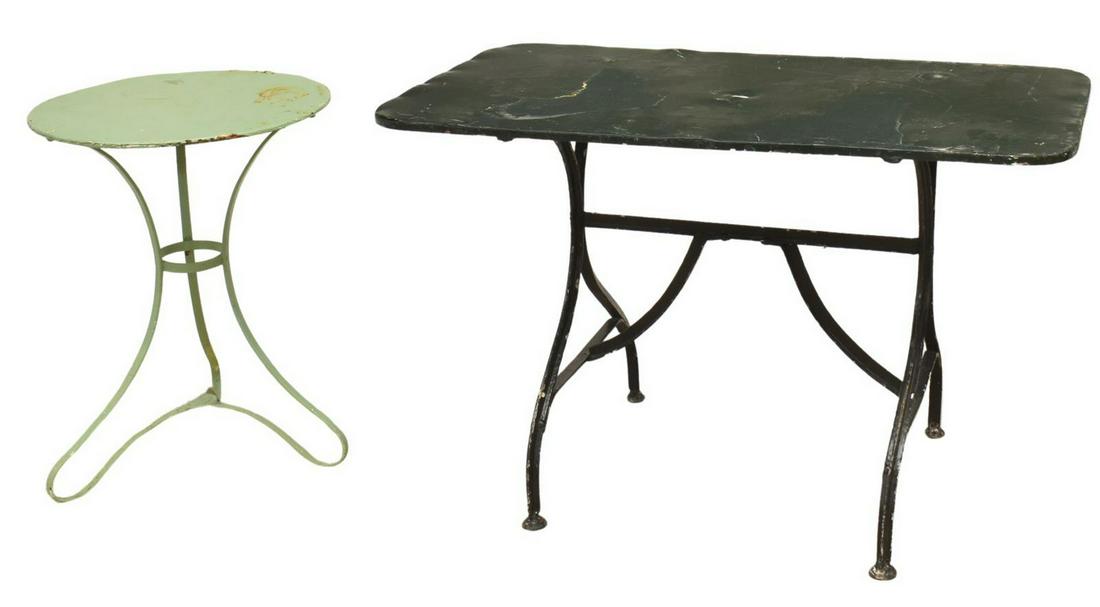 (2) FRENCH PAINTED METAL GARDEN BISTRO TABLES (1 of 3)