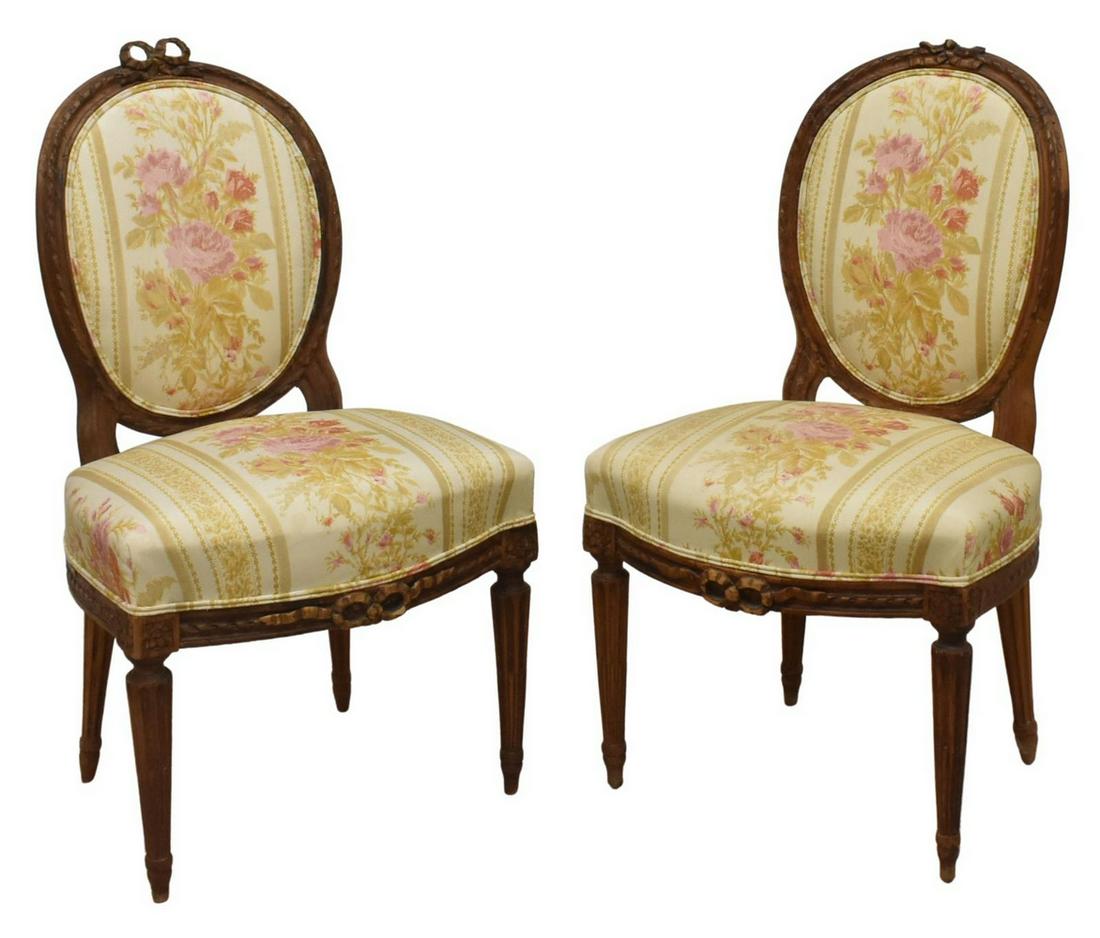 (2) FRENCH LOUIS XVI STYLE MEDALLION-BACK CHAIRS (1 of 3)