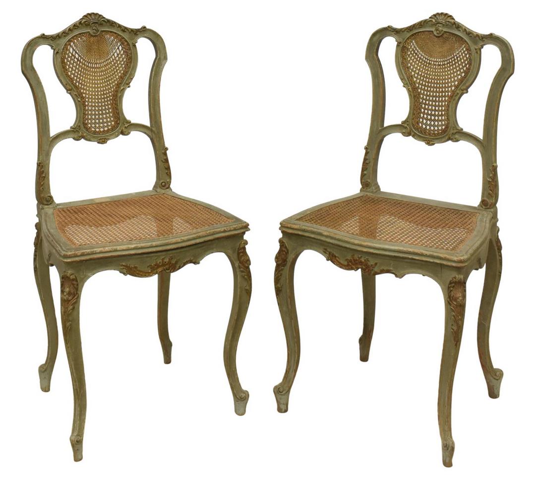 (2) FRENCH LOUIS XV STYLE CANE SIDE CHAIRS (1 of 2)