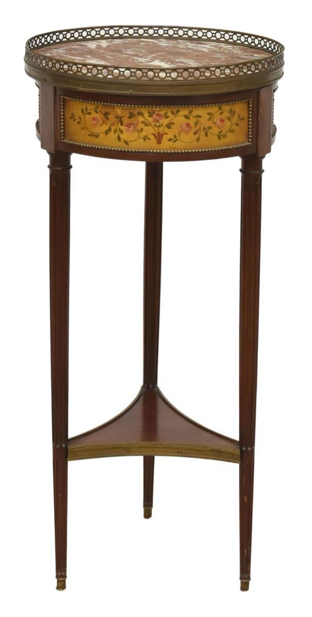 FRENCH LOUIS XVI STYLE MARBLE-TOP MAHOGANY TABLE (1 of 3)