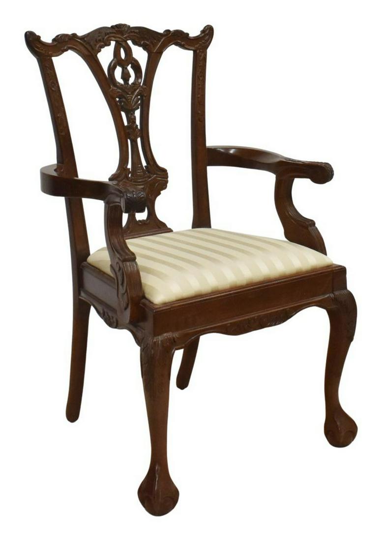 CHIPPENDALE STYLE CARVED MAHOGANY ARMCHAIR (1 of 3)