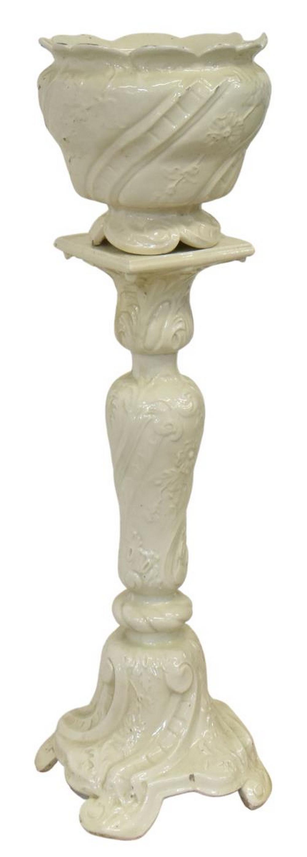 (2) CERAMIC JARDINIERE PLANTER & PEDESTAL STAND (1 of 3)