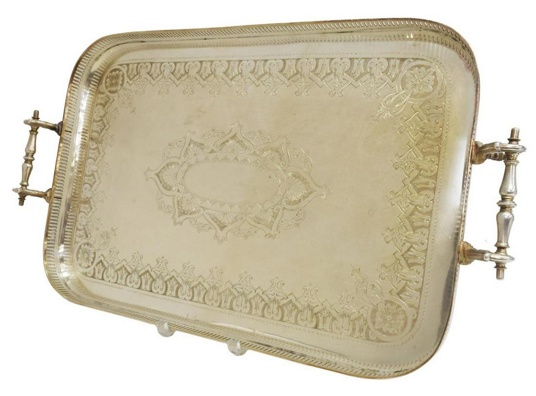 JOHNSON, DURBAN & CO SILVER PLATE SERVICE TRAY (1 of 5)