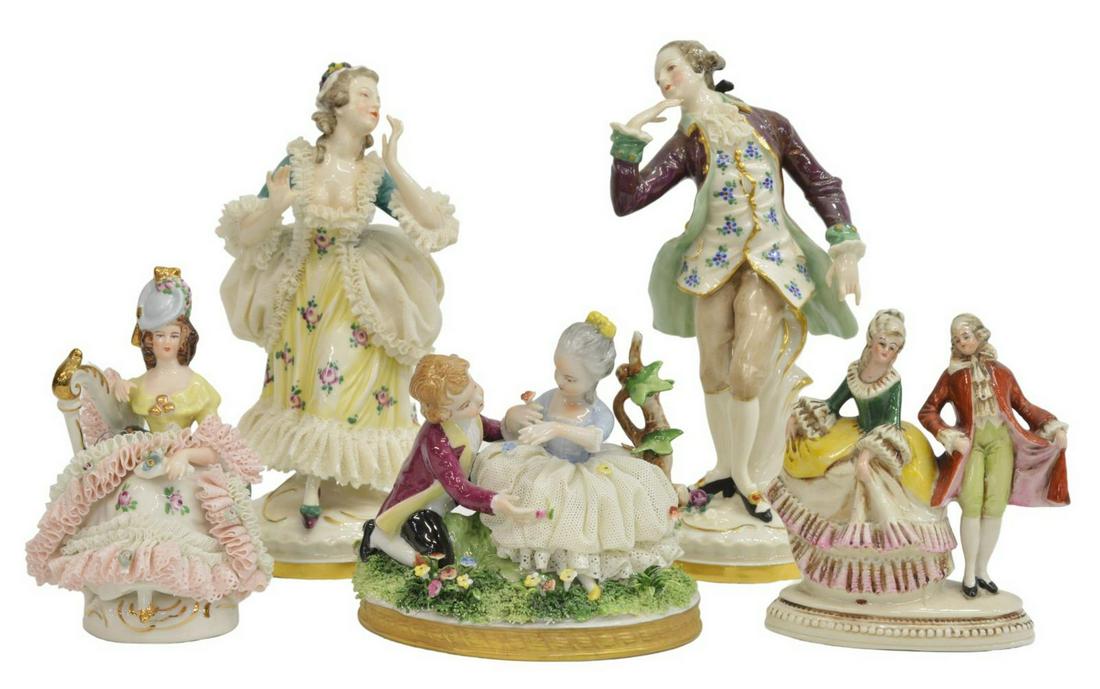 (5) GERMAN DRESDEN LACE PORCELAIN FIGURES (1 of 8)