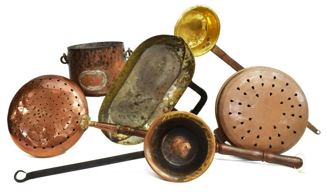 (LOT) FRENCH COPPER & BRASS KITCHENWARE (1 of 3)
