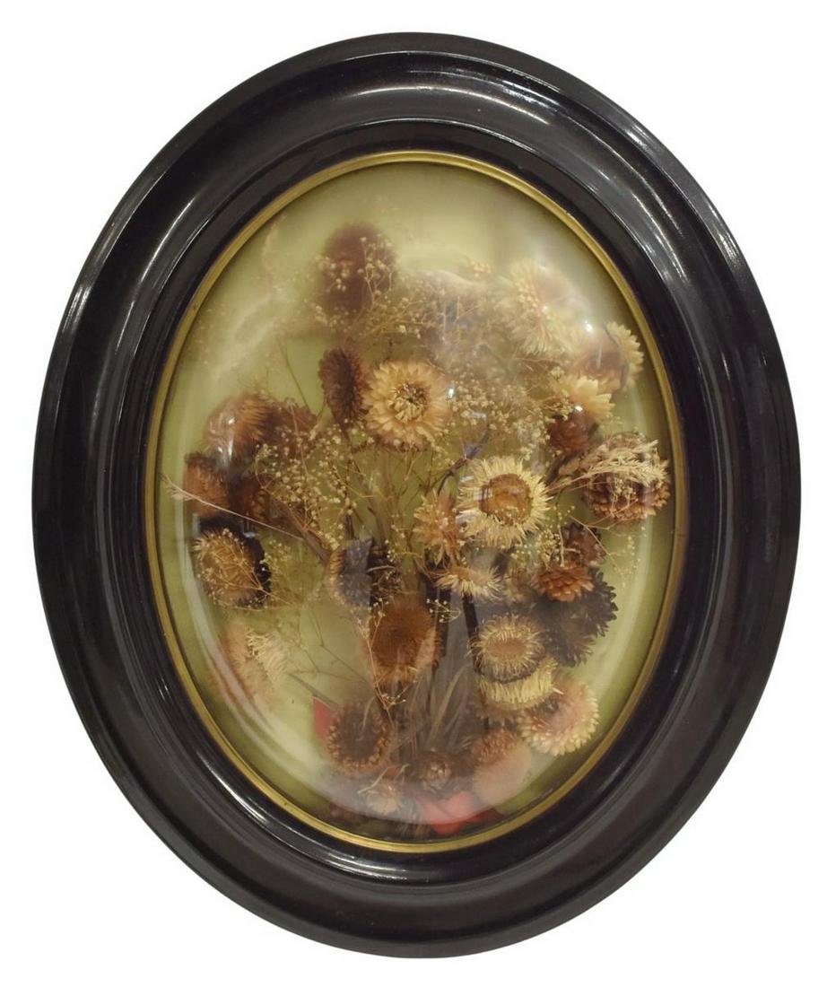 DRIED FLOWERS IN CONVEX OVAL FRAME (1 of 2)