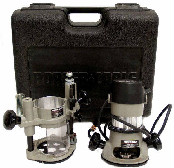 PORTER CABLE 693PK 1.5HP ROUTER, PLUNGE BASE: Porter-Cable, Model 693PK 1-1/2hp router with model 1001-T2 base and model 6931 plunge base, Porter Cable hard plastic case, 18"h, 20"w, 6.5"d, 18lbs