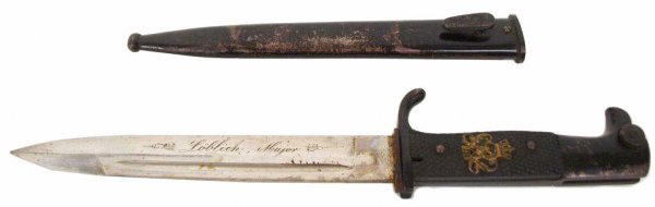 GERMAN 1939 DRESS BAYONET OWNER SIGNED & EMBLEM