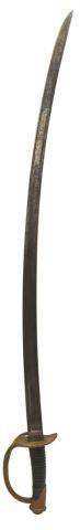 CIVIL WAR-ERA US AMES M1840 CAVALRY SWORD: U.S. Civil War-era Model 1840 Cavalry saber, the 35" blade marked at the ricasso "Ames Mfg. Co., Cabotville, 1850," the opposite ricasso marked "US," three-branch brass guard, the grip retaining some 