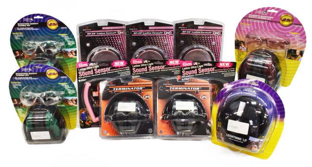 (12) NEW IN BOX SHOOTING EARMUFFS, MEN'S & LADIES: (lot of 10) Shooting earmuffs, new in box, including: (2) Radians Terminator black ear muffs, 29 noise reduction rating; (3) Radians MP22 Ladies Earmuff, pink, 22 noise reduction rating; (1) Howard Le