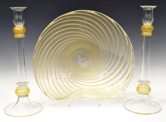 (3) ITALIAN SEGUSO MURANO ART GLASS CONSOLE SET (1 of 6)