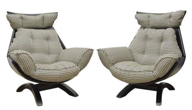 (2) MID-CENTURY MODERN STYLE SWIVEL LOUNGE CHAIRS (1 of 4)