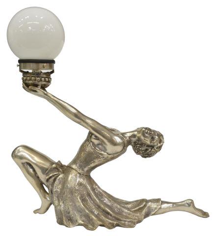 ART DECO STYLE SILVERED BRONZE FIGURAL LAMP (1 of 4)