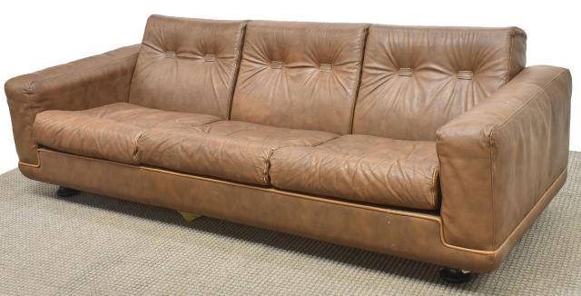 DANISH MID-CENTURY MODERN BROWN LEATHER SOFA (1 of 3)
