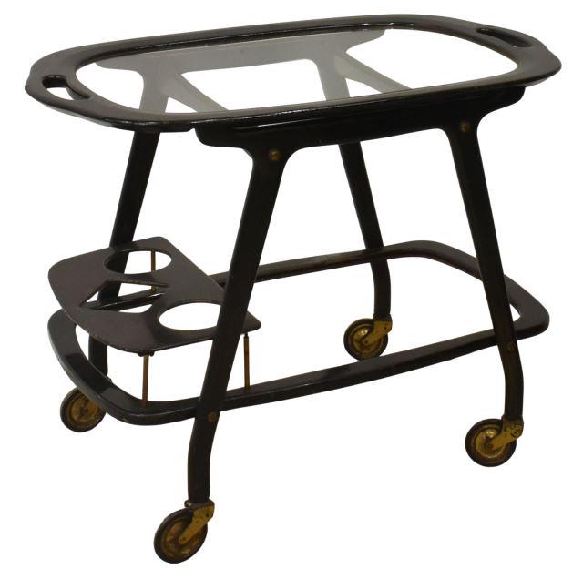 ITALIAN MID-CENTURY MODERN GLASS-TOP SERVICE CART (1 of 4)