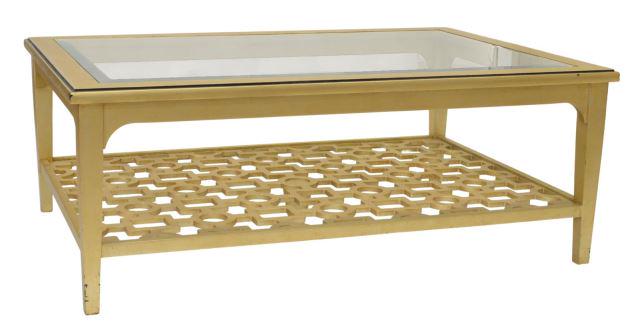 CONTEMPORARY GLASS-TOP GILT COFFEE TABLE (1 of 4)
