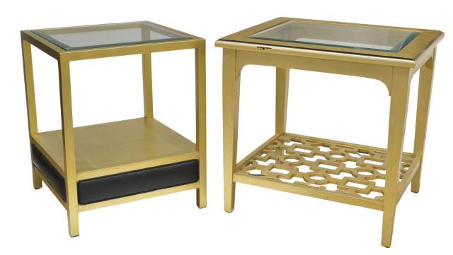 (2) CONTEMPORARY GLASS-TOP GILT END TABLES (1 of 4)