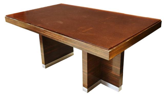 ART DECO STYLE GLASS-TOP ROSEWOOD DINING TABLE (1 of 4)