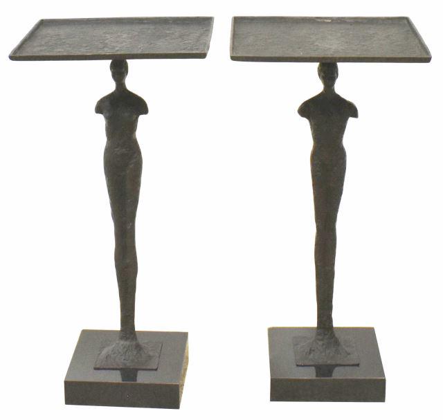 (2) GIACOMETTI STYLE FIGURAL BRONZE FINISH TABLES (1 of 4)