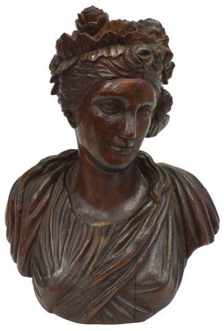 NEOCLASSICAL CARVED OAK BUST OF A WOMAN (1 of 4)