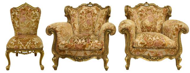(3) FRENCH LOUIS XV STYLE GILTWOOD CHAIRS (1 of 3)