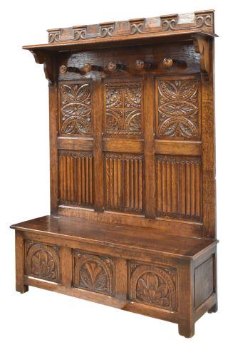 SPANISH RENAISSANCE REVIVAL CARVED OAK HALL TREE (1 of 4)