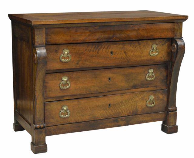 FRENCH EMPIRE STYLE WALNUT FOUR-DRAWER COMMODE (1 of 5)